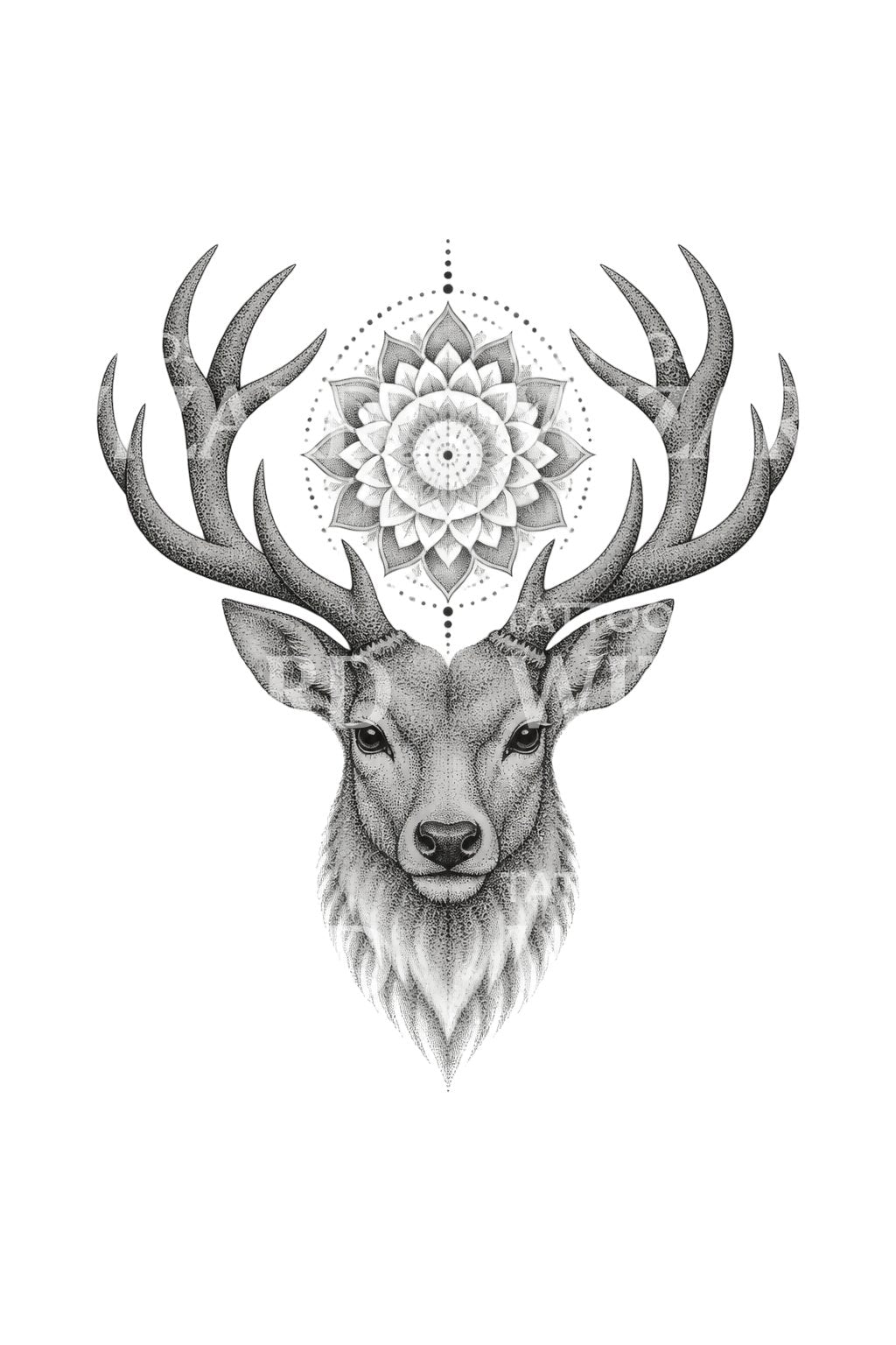Desain Tato Rusa dengan Mandala Tanduk