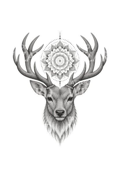 Desain Tato Rusa dengan Mandala Tanduk