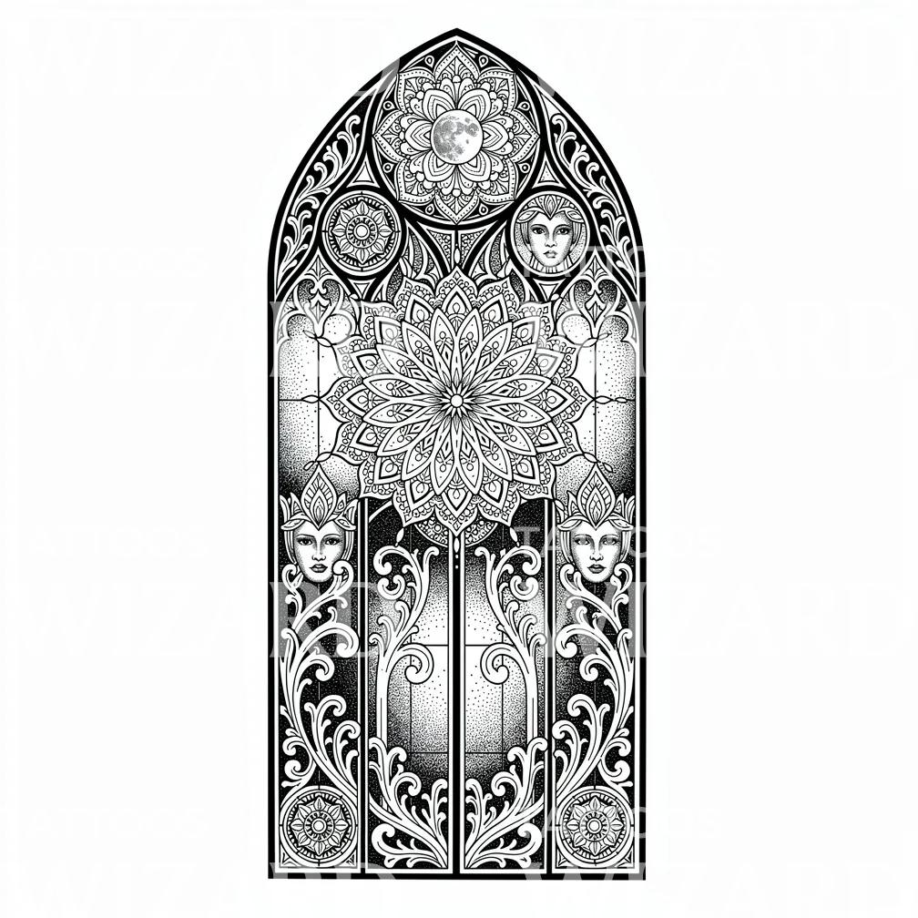 Stained Glass Mandala Tattoo Design