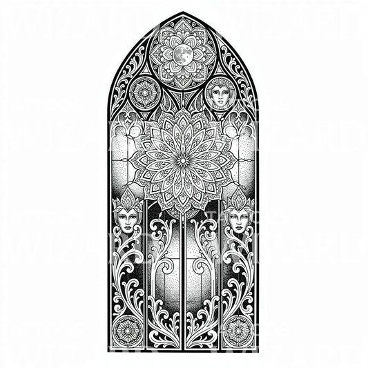 Stained Glass Mandala Tattoo Design