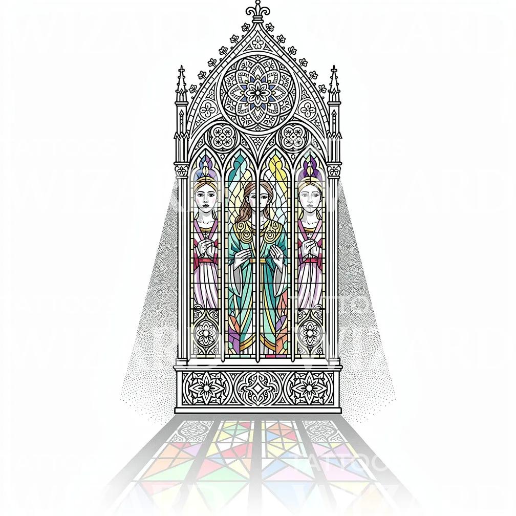 Stained Glass Saints Tattoo Design