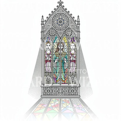 Stained Glass Saints Tattoo Design