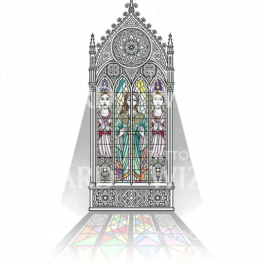 Stained Glass Saints Tattoo Design
