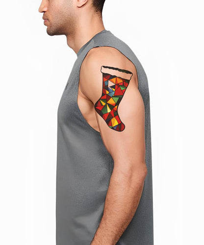 Colorful Stained Glass Stocking Tattoo Design