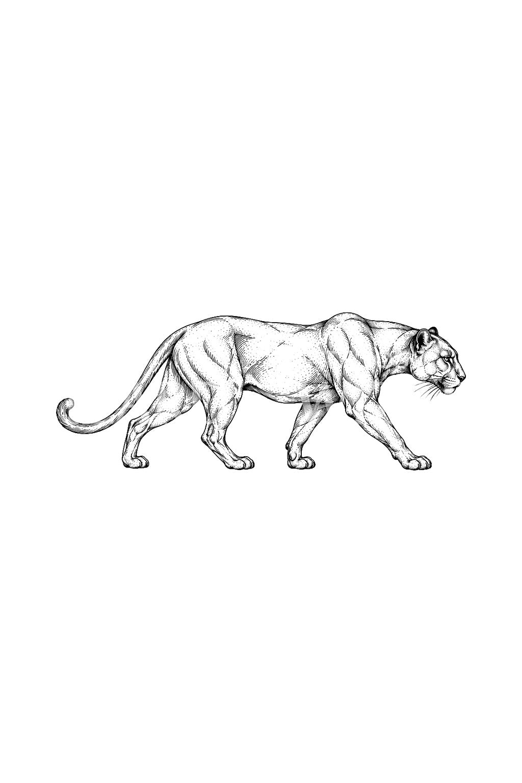 Desain Tato Panther Mengendap Fine Line