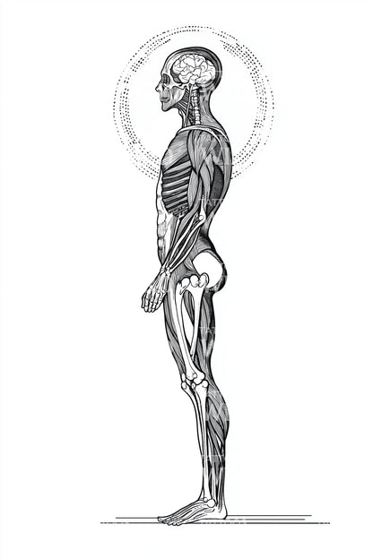 Standing Anatomy Profile Tattoo Illustration
