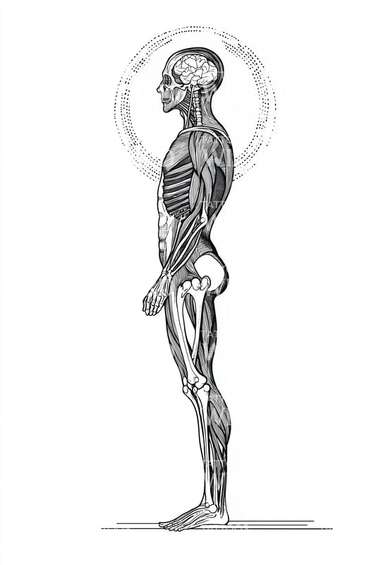 Standing Anatomy Profile Tattoo Illustration