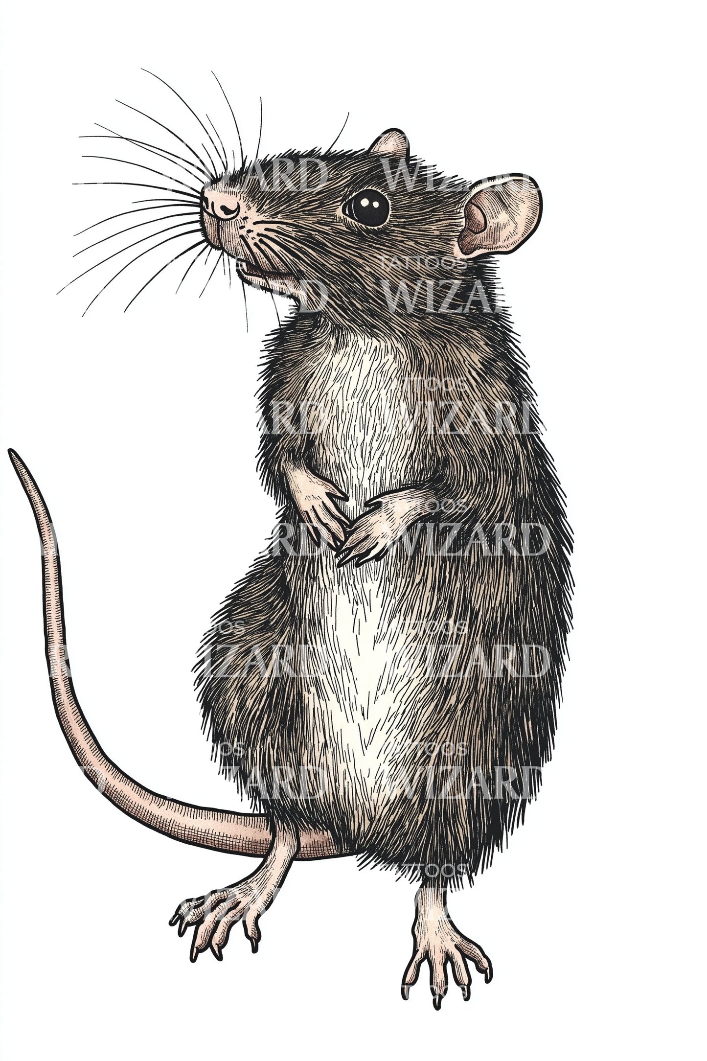 Standing Brown Rat Tattoo Design
