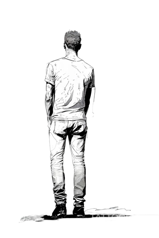 Standing Man Alone Tattoo Design