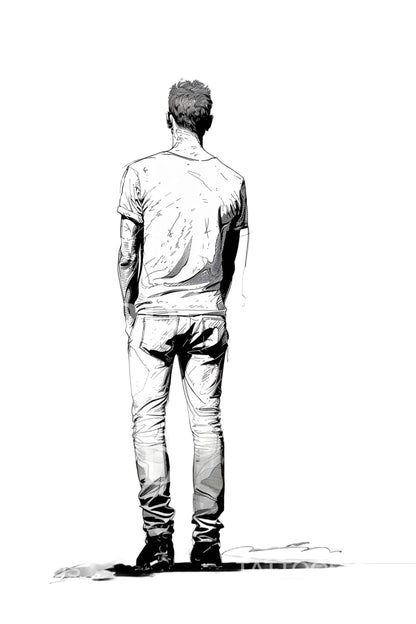Standing Man Alone Tattoo Design