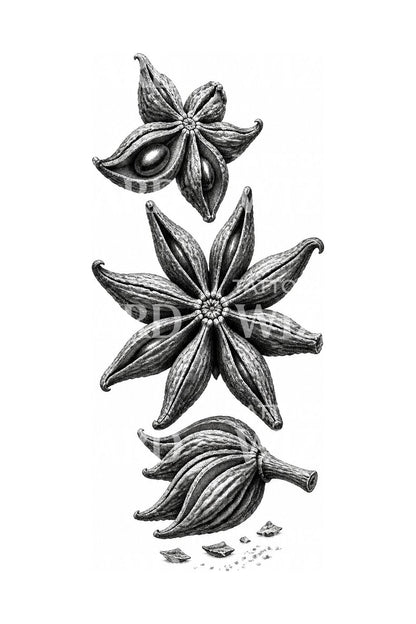 Botanisches Tattoo-Design mit Sternanis
