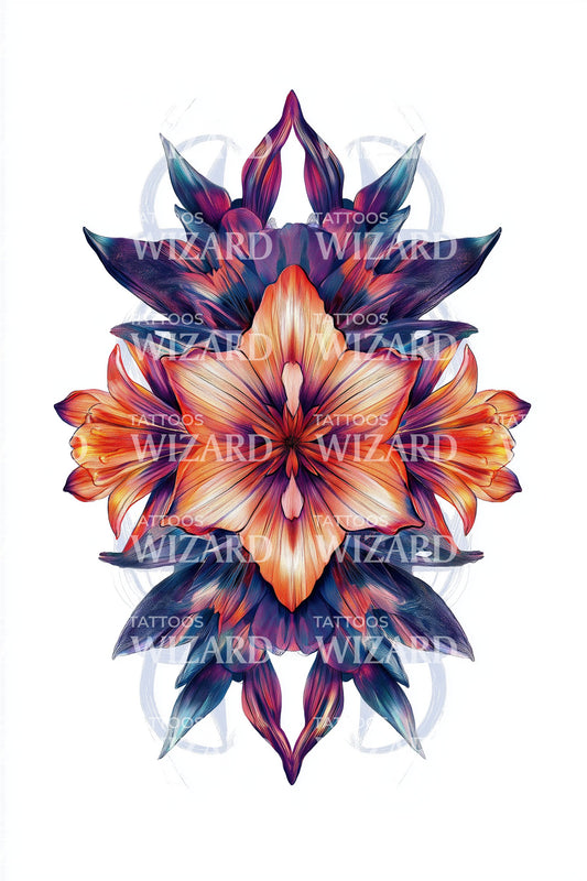 Star Lotus Kaleidoscope Tattoo Design