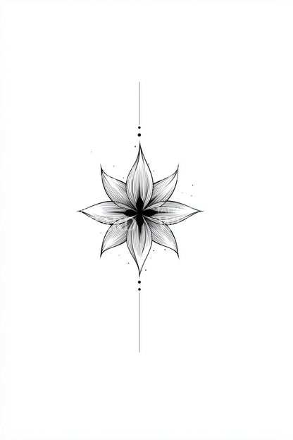 Ideia de Tatuagem Minimalista Flor de Lótus Estrela