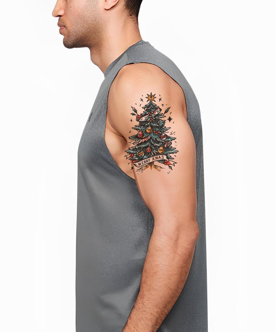 Starry Christmas Tree Tattoo Design