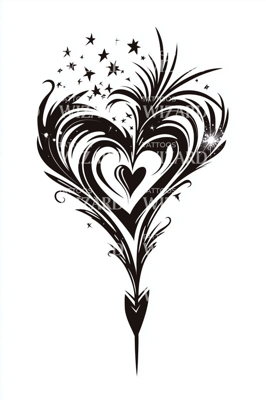 Starburst Filigree Heart Tattoo Design