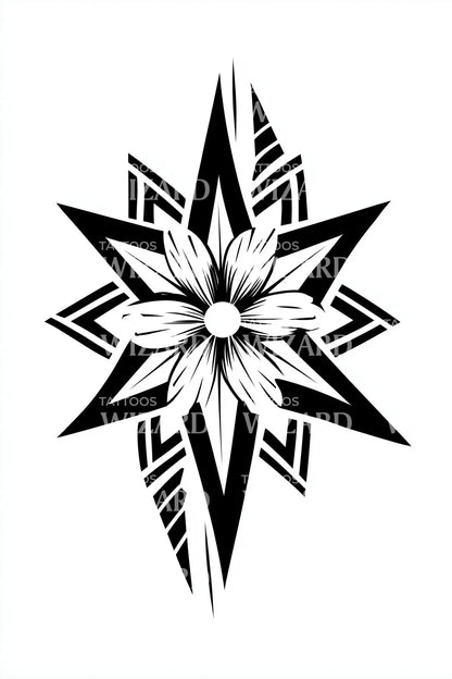 Starburst Lily Tribal Tattoo Design