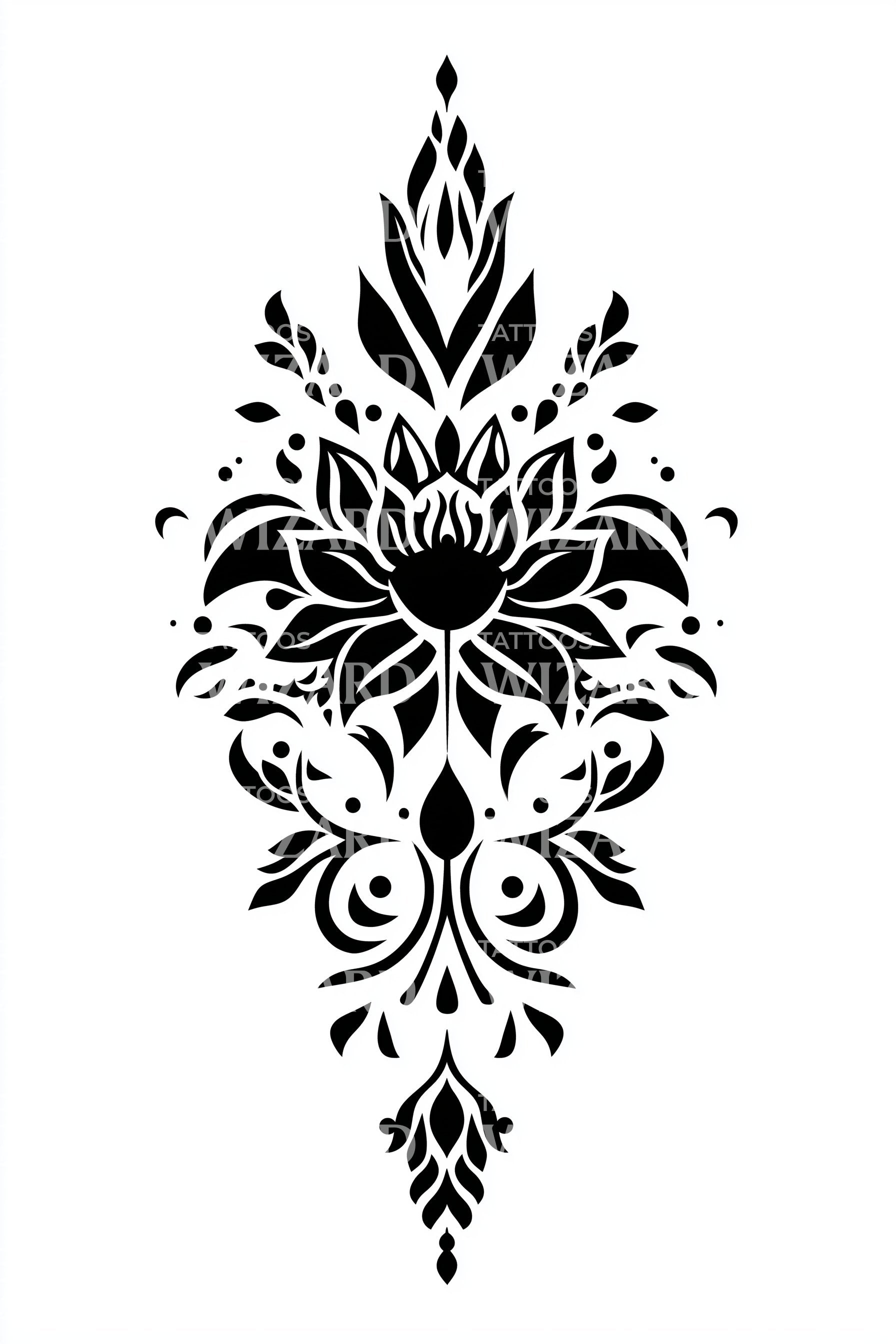 Starburst Lotus Array Tattoo Design – Tattoos Wizard Designs