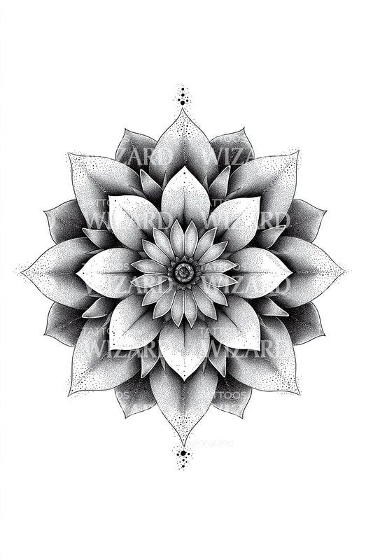 Starburst Mandala Flower Tattoo Design