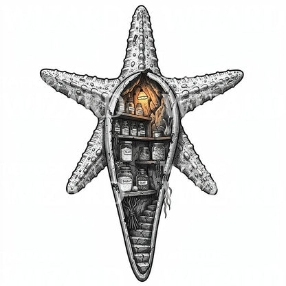 Starfish Apothecary Cutaway Tattoo Design