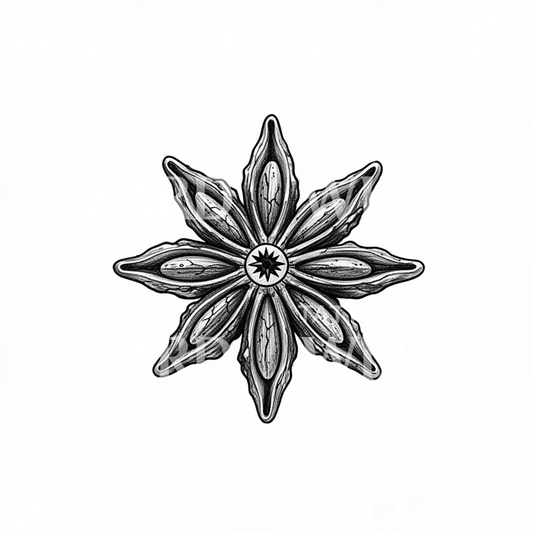 Diseño de tatuaje botánico de flor estelar