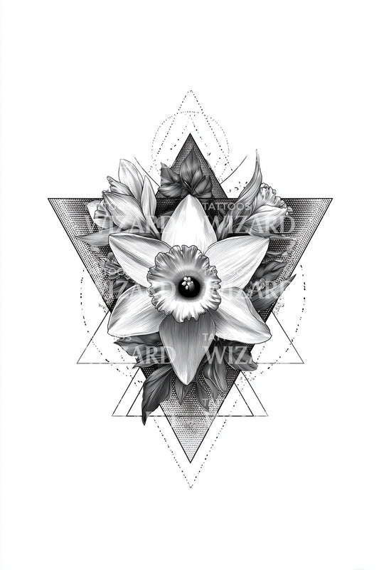 Starfold Daffodil Mandala Tattoo Design