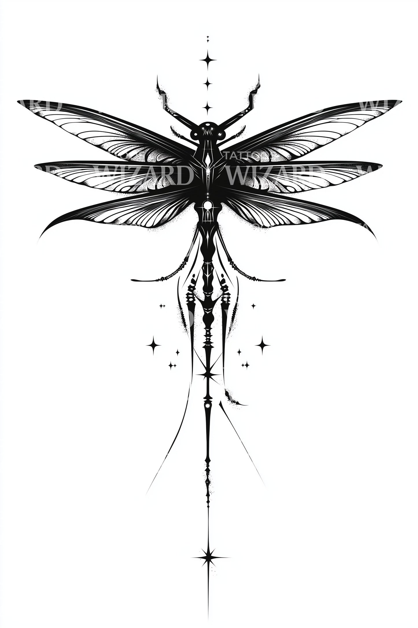 Stargazer Minimal Dragonfly Tattoo Design