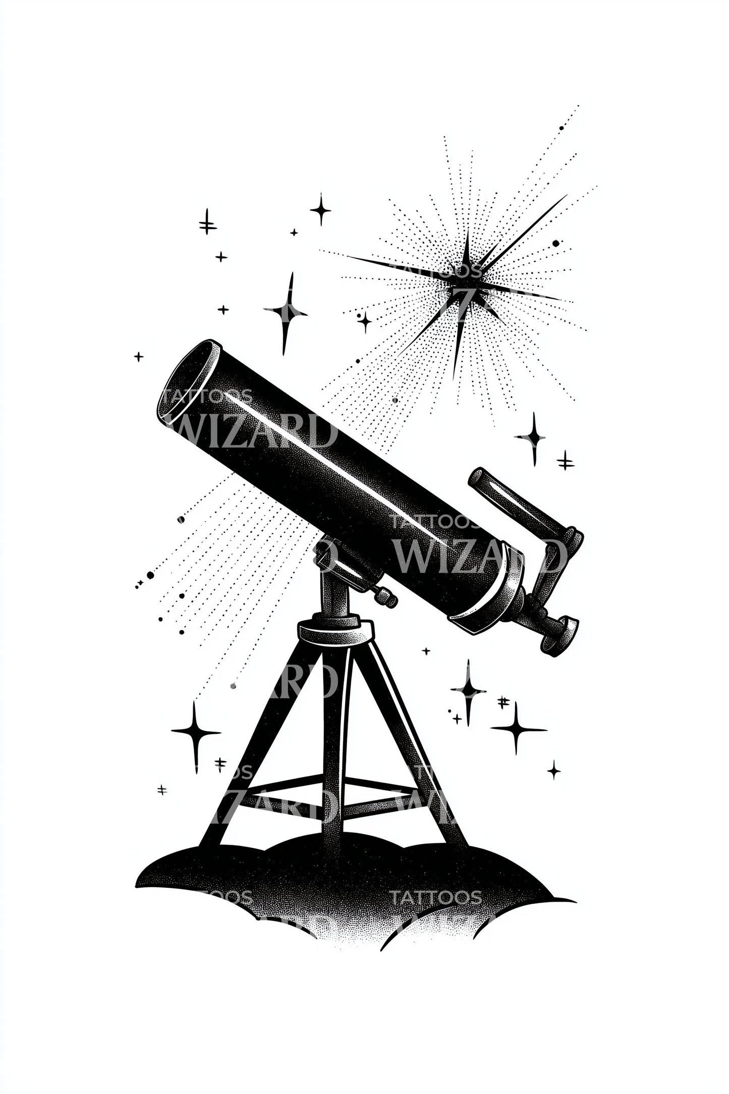 Stargazer Telescope Night Sky Tattoo Idea