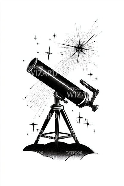 Stargazer Telescope Night Sky Tattoo Idea