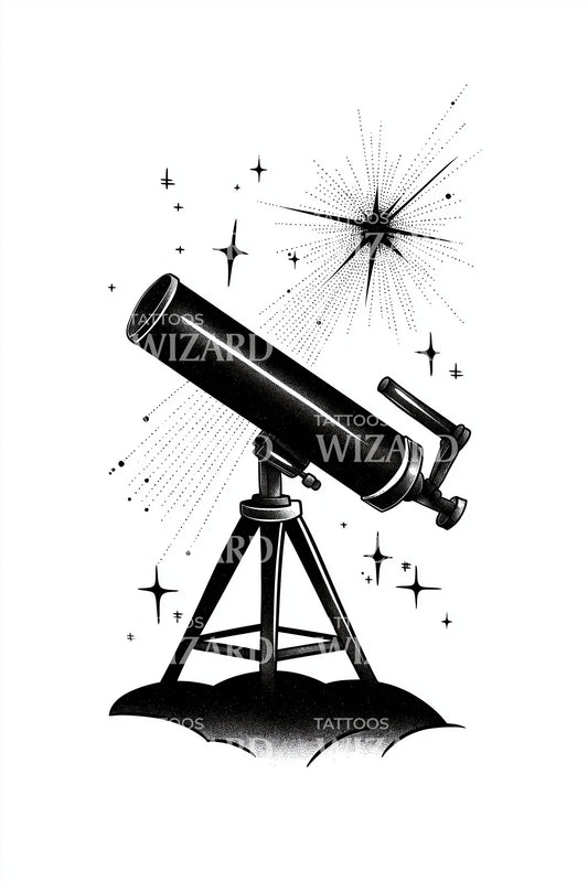 Stargazer Telescope Night Sky Tattoo Idea