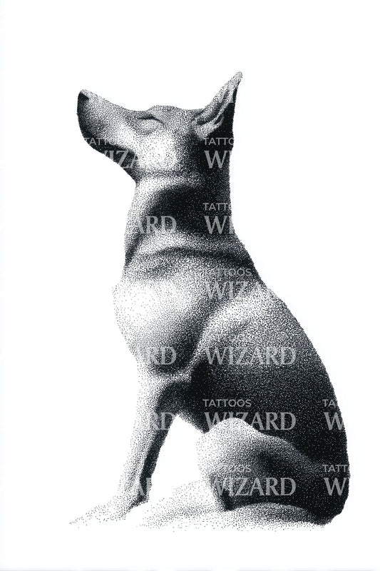 Stargazing Fox Pointillism Tattoo Idea