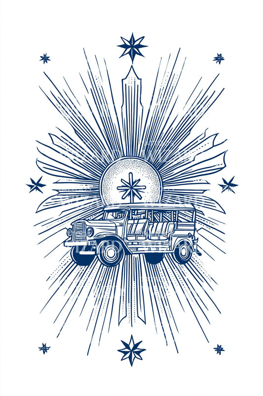 Starlit Camper Van Tattoo Design