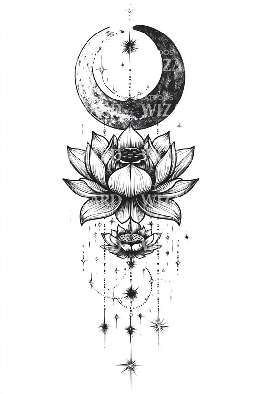 星光新月莲花纹身插图