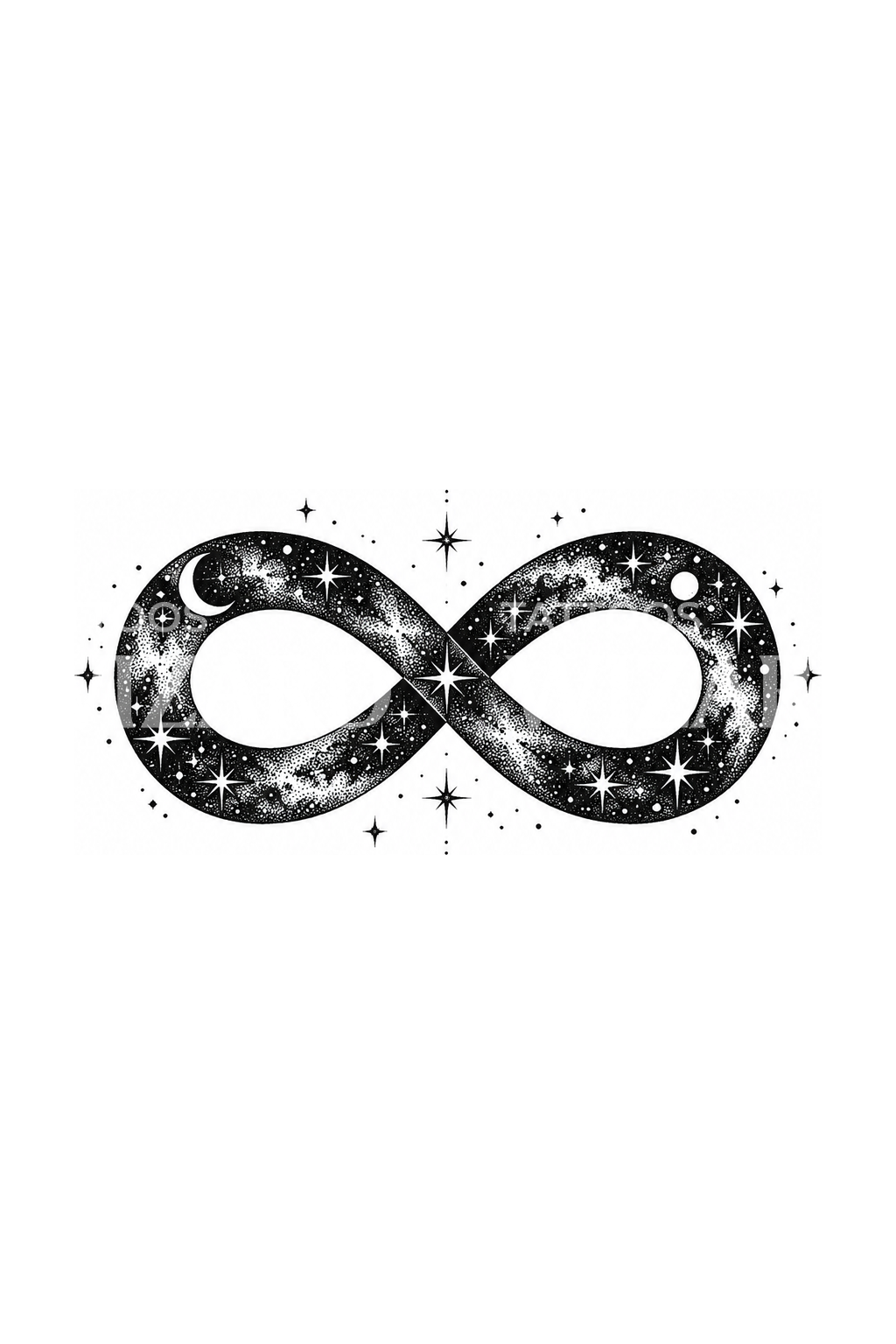 Starry Galaxy Infinity Loop Dotwork Tattoo
