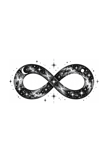 Starry Galaxy Infinity Loop Dotwork Tattoo