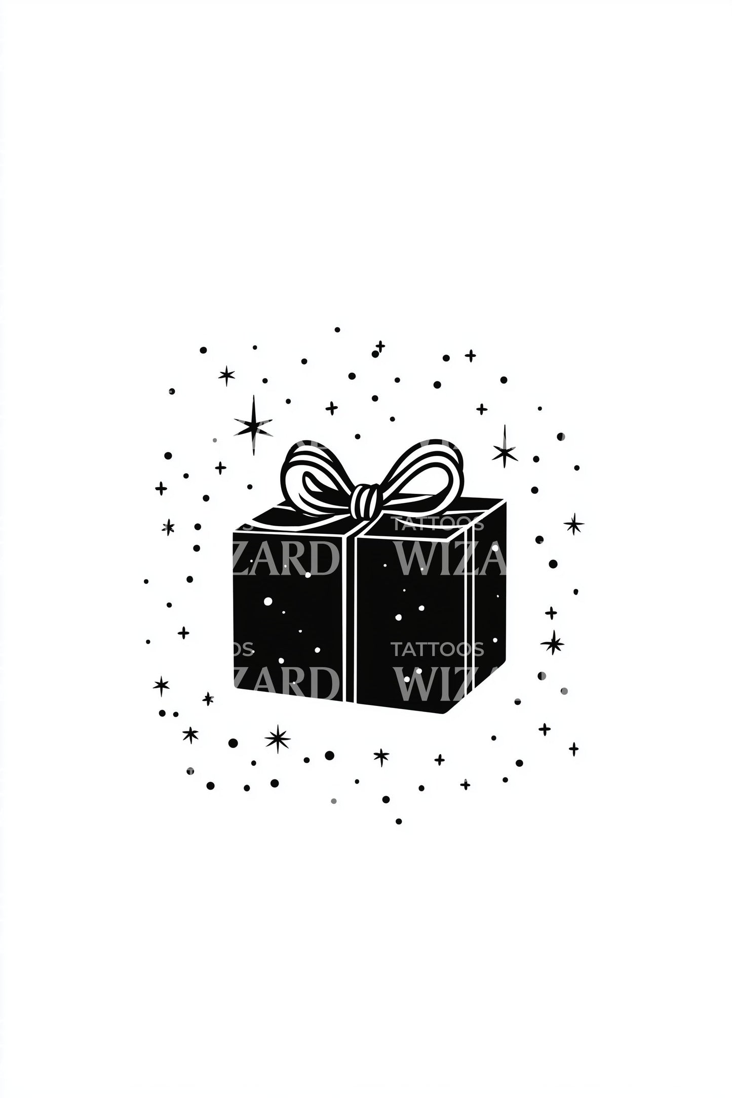 Starry Gift Box Tattoo Illustration
