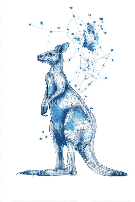 Sternenhimmel Känguru Silhouette Tattoo Design