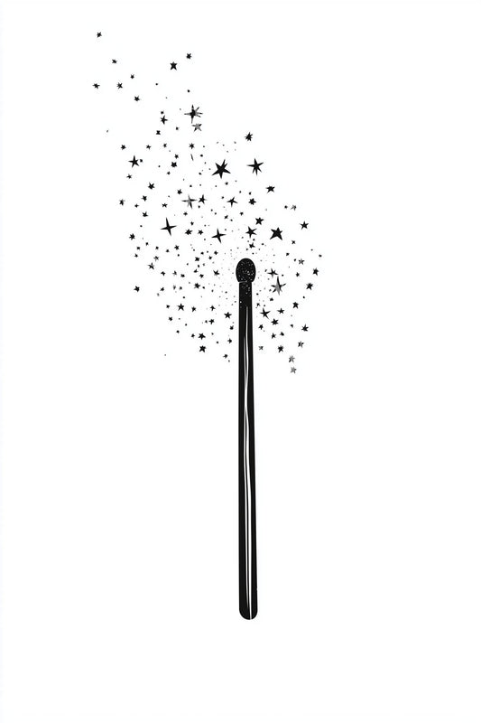 Illustrazione Tatuaggio Fiammifero Stellato Scintillante