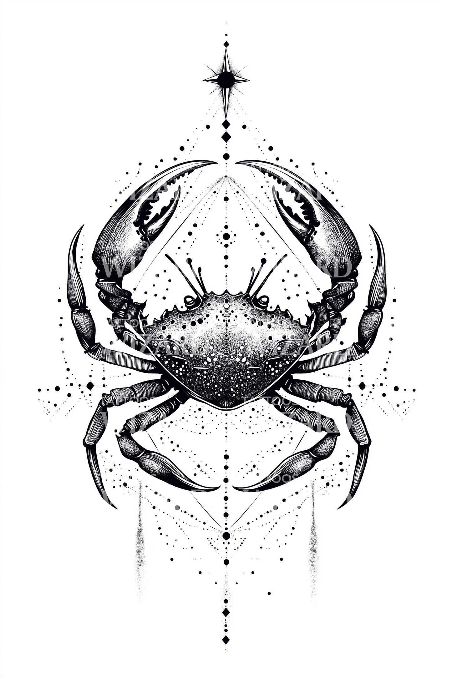 Csillagos Zodiákus Rák Tetoválás Illusztráció