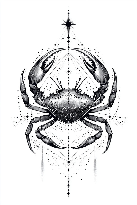 Sterrenbeeld Kreeft Tattoo Illustratie