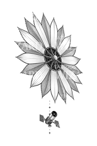Starshade and Space Telescope Tattoo Illustration