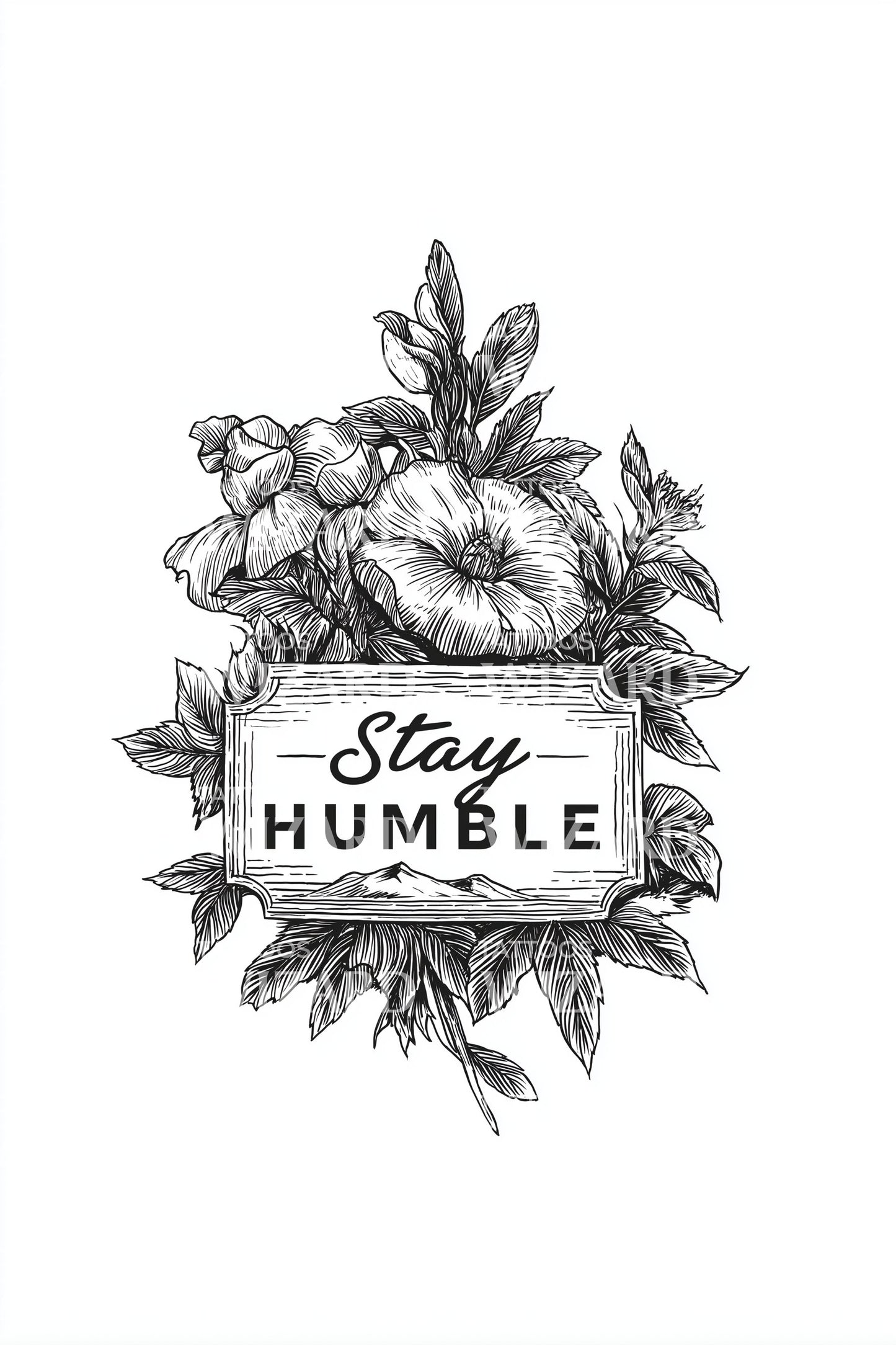 Stay Humble Floral Tattoo Design