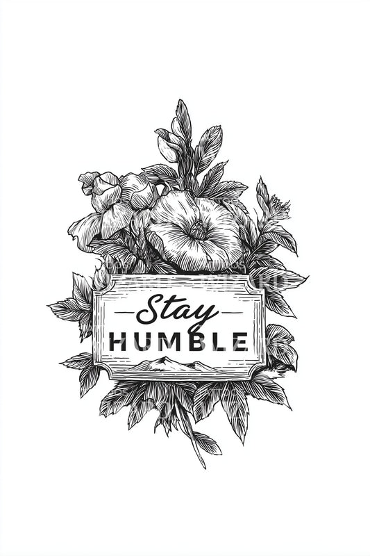 Stay Humble Floral Tattoo Design