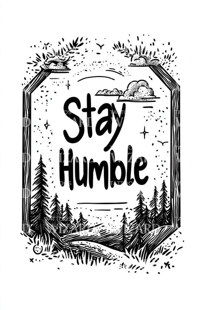 Stay Humble Forest Badge Tattoo Design