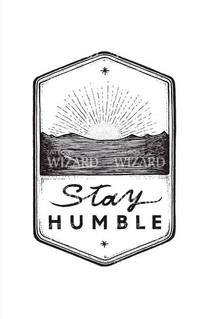Stay Humble Sunrise Tag Tattoo Design