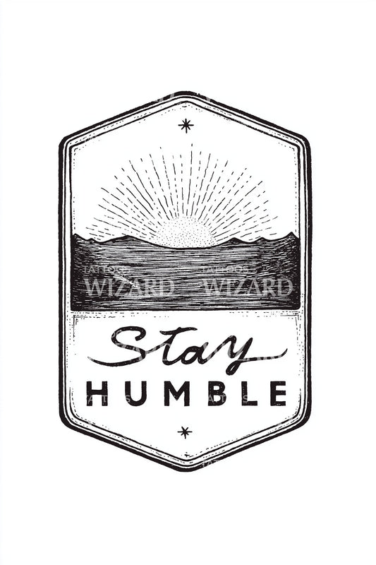 Stay Humble Sunrise Tag Tattoo Design
