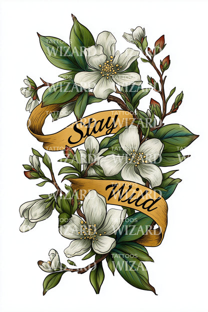 Förbli Vild Jasmin Tatuering Design