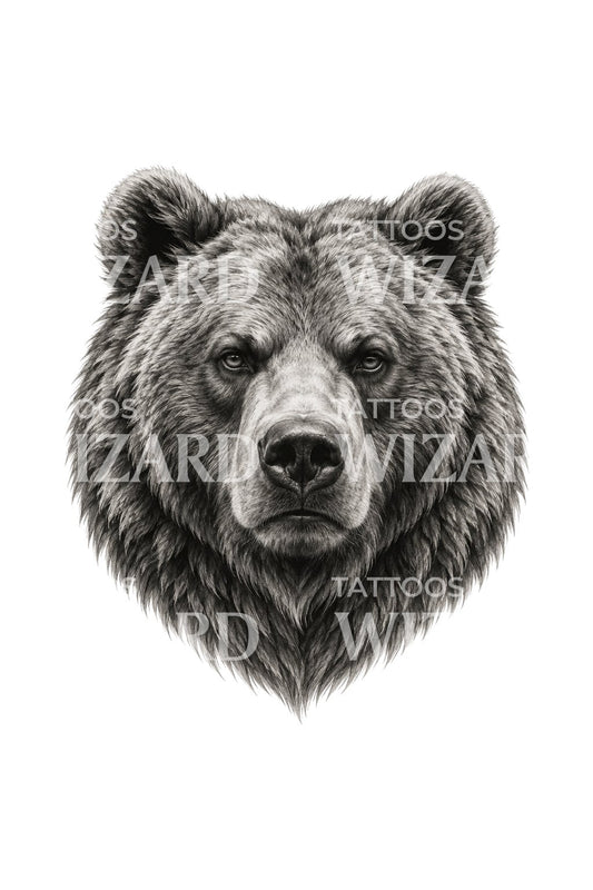 Tattoo-ontwerp van grizzlyportret met vaste blik