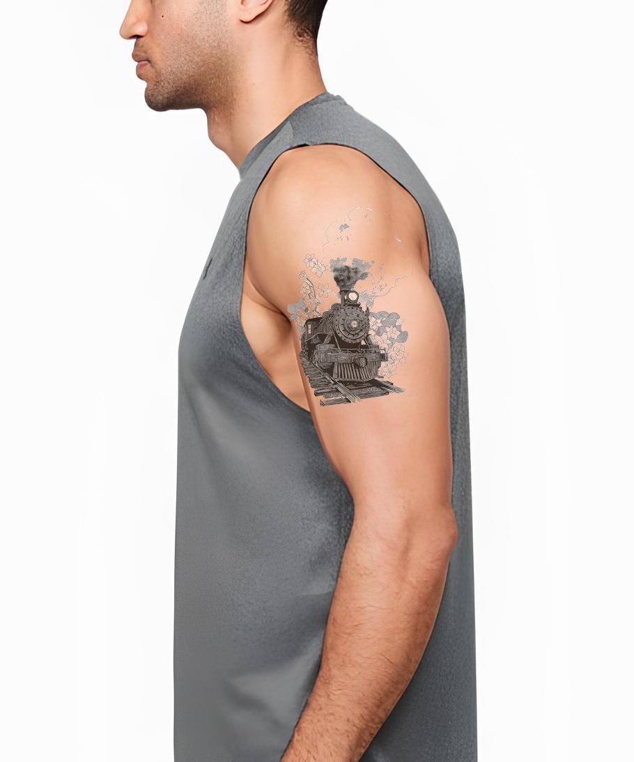 Steam Engine Voyage Tattoo Illustration