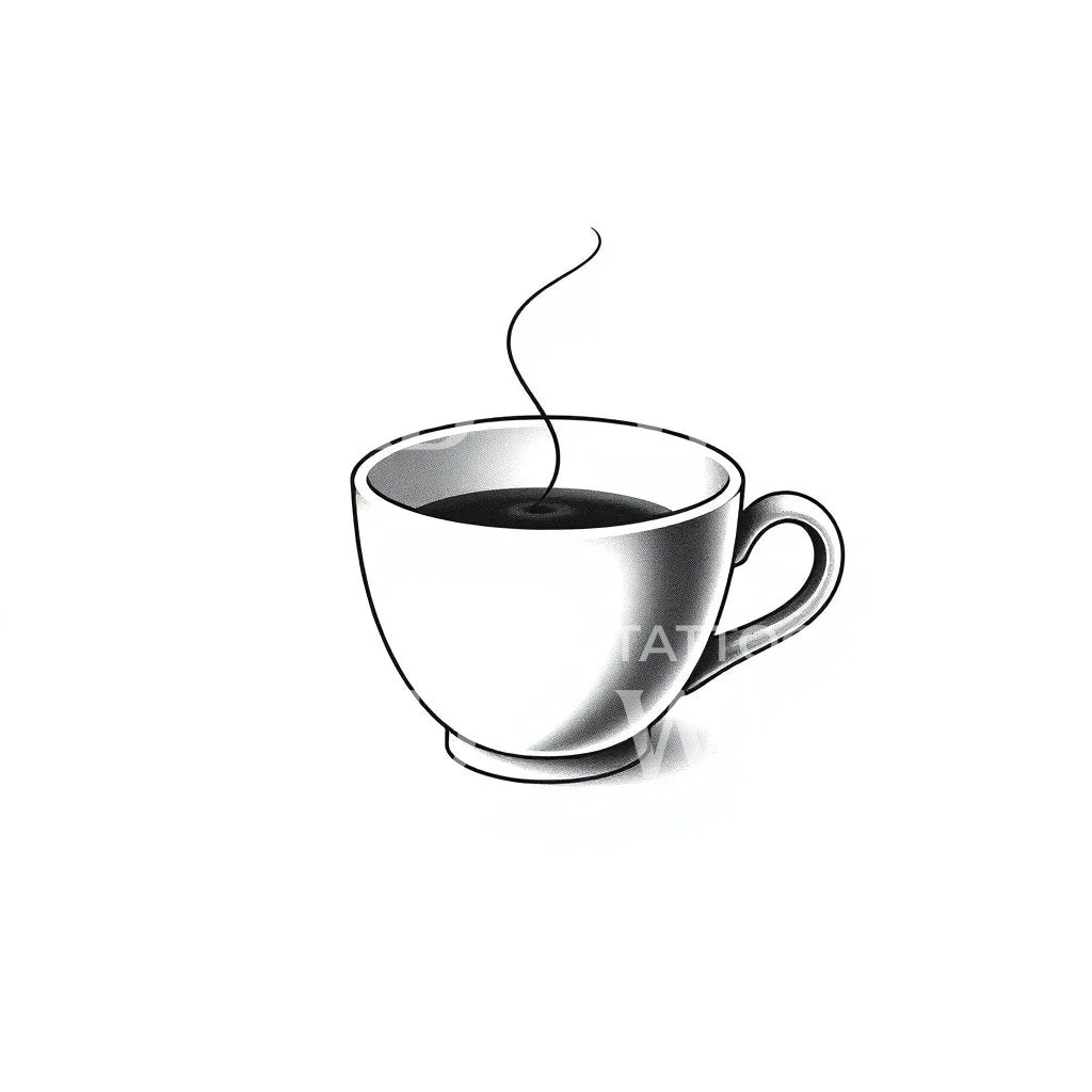 Steaming Coffee Cup Tattoo Design