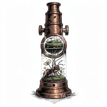 Steampunk Ant Terrarium Tattoo Design